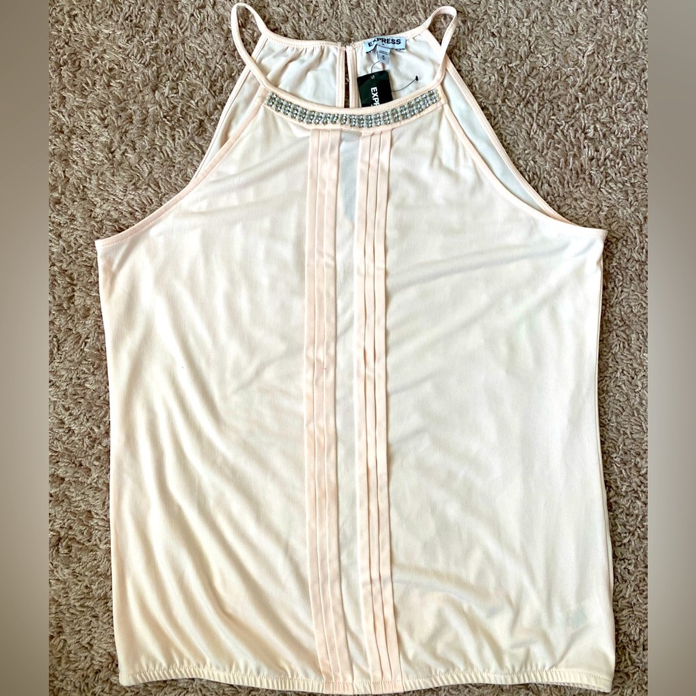 Express Sleeveless Beaded Neck Blouse